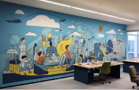 淳化办公室墙绘的特点。